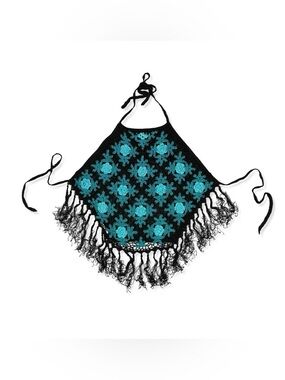 Cache Vintage Y2K Crochet Halter Tie Back Top